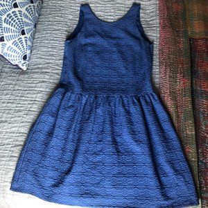 Comptoirs des Cottoniers Drop Waist Blue Dress in Embossed Pattern FR 40- US 6